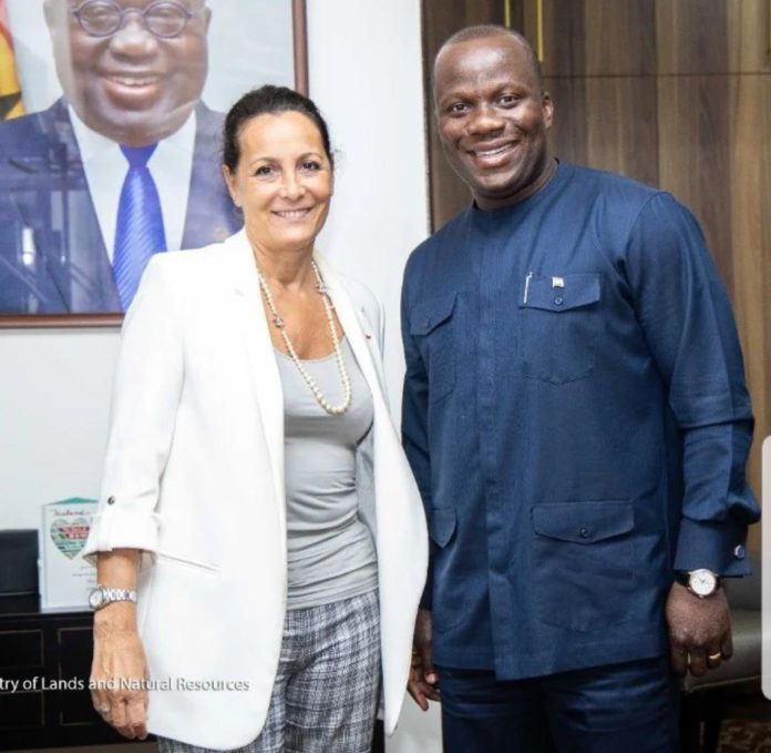 French Ambassador to Ghana, Anne Sophie Ave, and Minister of Lands and Resources, Samuel Abu Jinapor