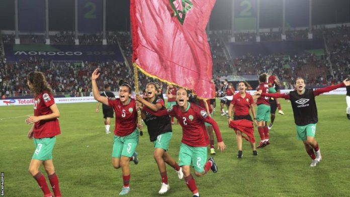 Morocco celebrate their historic Women's World Cup qualification in front of a packed house in Rabat Morocco celebrate their historic Women's World Cup qualification in front of a packed house in Rabat