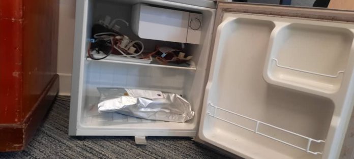 The confiscated fridge used by suspect