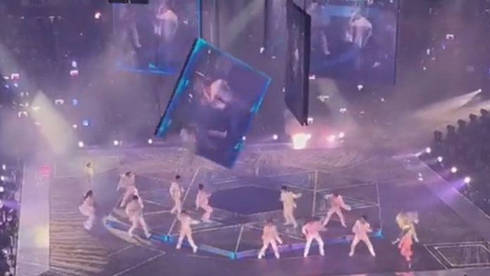 Dancers hit with a screen at a concert / Credit: BBC