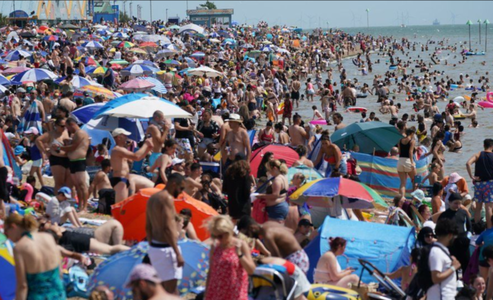 Crowds at Southend beach in Essex on Sunday | PA Media Crowds at Southend beach in Essex on Sunday | PA Media