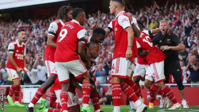 Arsenal sit two points clear of Manchester City at the top of the Premier League table Arsenal sit two points clear of Manchester City at the top of the Premier League table