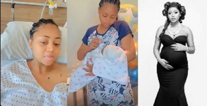 Regina Daniels with her newly born baby Regina Daniels with her newly born baby