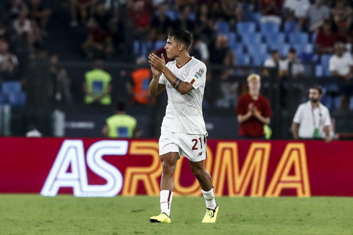Roma's Paulo Dybala reacts during the friendly soccer match AS Roma vs FK Shakhtar Donetsk at Olimpico stadium in Rome, Italy, 07 August 2022. EPA/ANGELO CARCONI Roma's Paulo Dybala reacts during the friendly soccer match AS Roma vs FK Shakhtar Donetsk at Olimpico stadium in Rome, Italy, 07 August 2022. EPA/ANGELO CARCONI