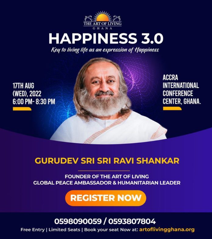 The Art of Living organization to hold event on peace, happiness