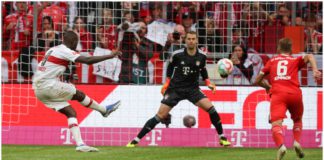 Serhou Guirassy scored from the spot to give Stuttgart a point against Bayern in Munich. Photo by Stefan Matzke Source: Getty Images