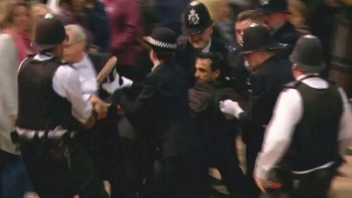 The man was arrested under the Public Order Act ( Image: Twitter) The man was arrested under the Public Order Act ( Image: Twitter)