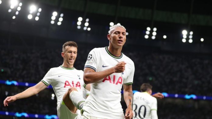 LONDON, ENGLAND - SEPTEMBER 07: Richarlison of Tottenham Hotspur celebrates after scoring a goal to make it 1-0 during the UEFA Champions League group D match between Tottenham Hotspur and Olympique Marseille at Tottenham Hotspur Stadium on September 7, 2 Image credit: Getty Images LONDON, ENGLAND - SEPTEMBER 07: Richarlison of Tottenham Hotspur celebrates after scoring a goal to make it 1-0 during the UEFA Champions League group D match between Tottenham Hotspur and Olympique Marseille at Tottenham Hotspur Stadium on September 7, 2 Image credit: Getty Images
