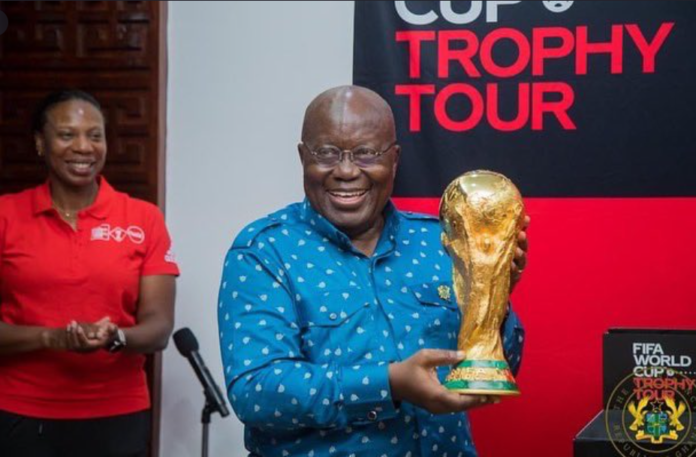 President Akufo Addo with 2022 World Cup trophy President Akufo Addo with 2022 World Cup trophy