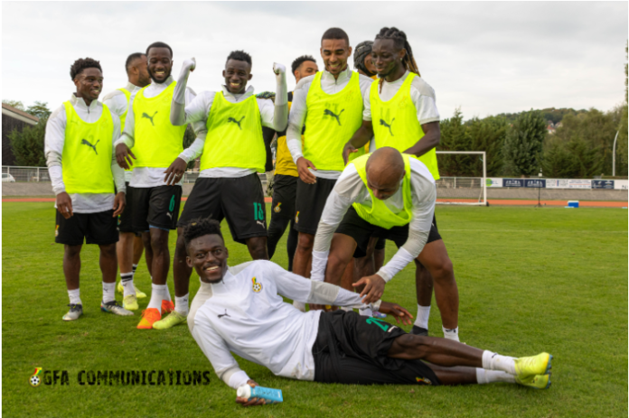 Black Stars players in joyous mood Black Stars players in joyous mood