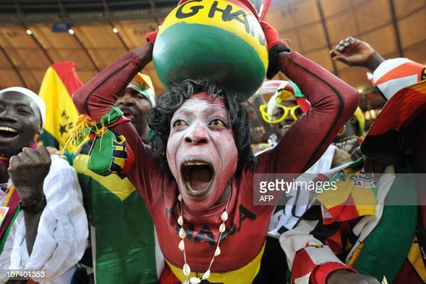 Supporters of Ghana's football squad cheer during the Group D, first round, 2010 World Cup football match Germany vs Ghana on June 23, 2010 at Soccer City stadium in Soweto, suburban Johannesburg. Germany won by 1-0. AFP PHOTO/Monirul Bhuiyan (Photo credit should read Monirul Bhuiyan/AFP via Getty Images) Supporters of Ghana's football squad cheer during the Group D, first round, 2010 World Cup football match Germany vs Ghana on June 23, 2010 at Soccer City stadium in Soweto, suburban Johannesburg. Germany won by 1-0. AFP PHOTO/Monirul Bhuiyan (Photo credit should read Monirul Bhuiyan/AFP via Getty Images)