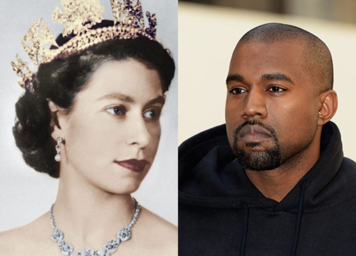 Queen Elizabeth II and Kanye West/biography.com Queen Elizabeth II and Kanye West/biography.com