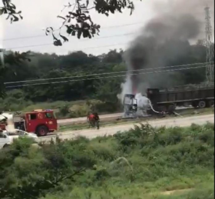 Truck on fire
