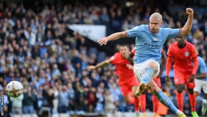 Haaland is the first Manchester City player to score in seven consecutive home games since Sergio Aguero in 2018 Haaland is the first Manchester City player to score in seven consecutive home games since Sergio Aguero in 2018