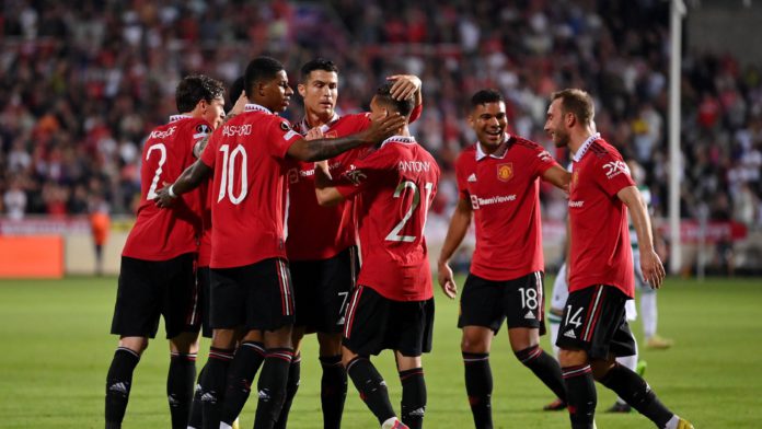 NICOSIA, CYPRUS - OCTOBER 06: Anthony Martial of Manchester United celebrates with teammates after scoring their team's second goal during the UEFA Europa League group E match between Omonia Nikosia and Manchester United at GSP Stadium on October 06, 2022 Image credit: Getty Images NICOSIA, CYPRUS - OCTOBER 06: Anthony Martial of Manchester United celebrates with teammates after scoring their team's second goal during the UEFA Europa League group E match between Omonia Nikosia and Manchester United at GSP Stadium on October 06, 2022 Image credit: Getty Images