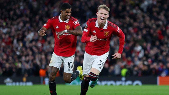 Scott McTominay celebrates with Marcus Rashford of Manchester United after scoring their team's first goal during the UEFA Europa League group E match between Manchester United and Omonia Nikosia at Old Trafford on October 13, 2022 in Manchester, England Image credit: Getty Images Scott McTominay celebrates with Marcus Rashford of Manchester United after scoring their team's first goal during the UEFA Europa League group E match between Manchester United and Omonia Nikosia at Old Trafford on October 13, 2022 in Manchester, England Image credit: Getty Images