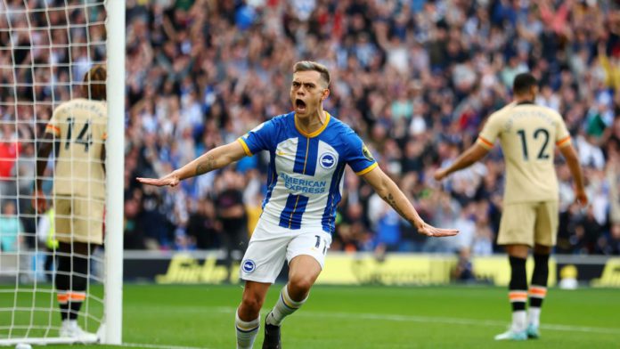 BRIGHTON, ENGLAND - OCTOBER 29: Leandro Trossard of Brighton & Hove Albion celebrates after scoring their team's first goal during the Premier League match between Brighton & Hove Albion and Chelsea FC at American Express Community Stadium on October 29, Image credit: Getty Images BRIGHTON, ENGLAND - OCTOBER 29: Leandro Trossard of Brighton & Hove Albion celebrates after scoring their team's first goal during the Premier League match between Brighton & Hove Albion and Chelsea FC at American Express Community Stadium on October 29, Image credit: Getty Images