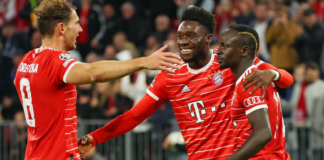 Sadio Mane (r.) scored one and made another in Bayern Munich's 5-0 win over Viktoria Plzen. - © Getty Images