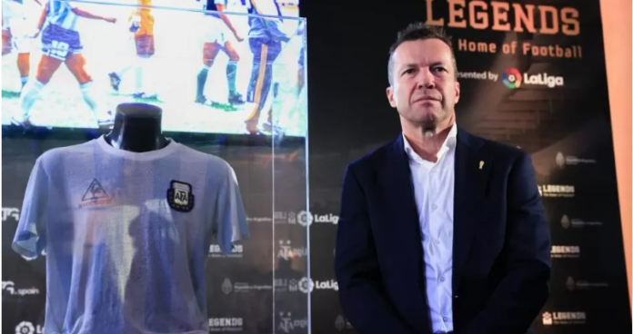 Lothar Matthäus, 61, donated the shirt in August but it has only now been taken to Argentina Lothar Matthäus, 61, donated the shirt in August but it has only now been taken to Argentina