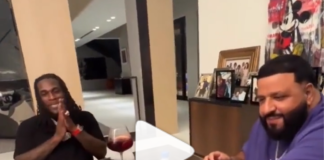 Burna Boy dines with DJ Khaled as they record a song together
