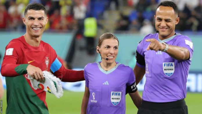 Frappart became the first female official at a men's World Cup earlier in the tournament Frappart became the first female official at a men's World Cup earlier in the tournament