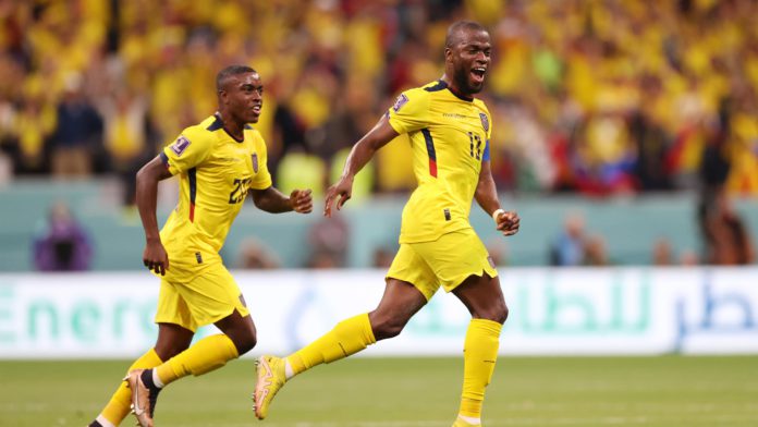Enner Valencia (R) of Ecuador celebrates after scoring their team's second goal during the FIFA World Cup Qatar 2022 Group A match between Qatar and Ecuador at Al Bayt Stadium on November 20, 2022 in Al Khor, Qatar. (Photo by Michael Steele/Getty Images) Image credit: Getty Images Enner Valencia (R) of Ecuador celebrates after scoring their team's second goal during the FIFA World Cup Qatar 2022 Group A match between Qatar and Ecuador at Al Bayt Stadium on November 20, 2022 in Al Khor, Qatar. (Photo by Michael Steele/Getty Images) Image credit: Getty Images
