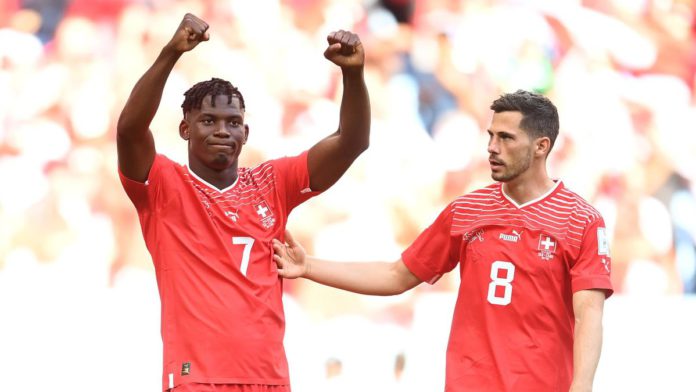 Breel Embolo (L) of Switzerland celebrates Image credit: Getty Images Breel Embolo (L) of Switzerland celebrates Image credit: Getty Images
