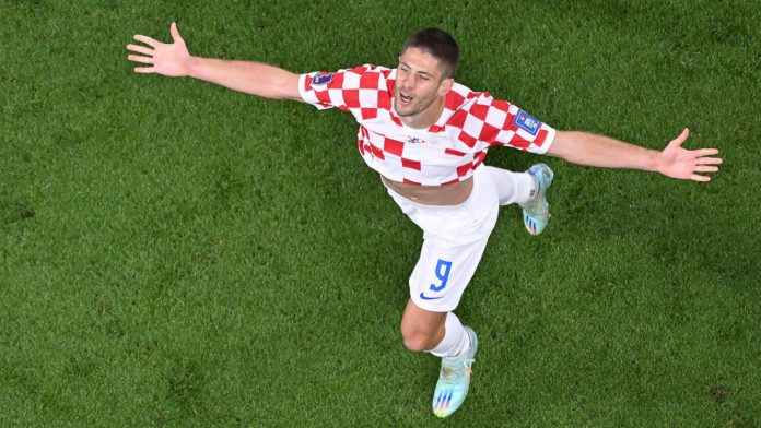 Andrej Kramaric celebrates scoring his team's third goal during the Qatar 2022 World Cup Group F football match between Croatia and Canada at the Khalifa International Stadium in Doha on November 27, 2022 Image credit: Getty Images Andrej Kramaric celebrates scoring his team's third goal during the Qatar 2022 World Cup Group F football match between Croatia and Canada at the Khalifa International Stadium in Doha on November 27, 2022 Image credit: Getty Images