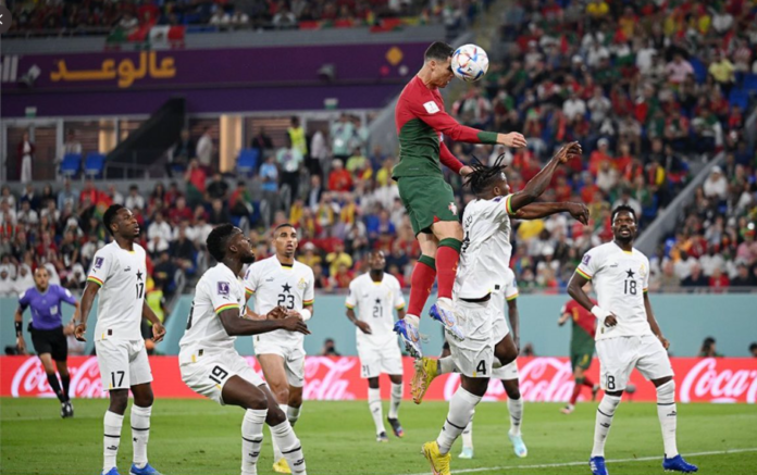 Ghana players watch Ronaldo Ghana players watch Ronaldo