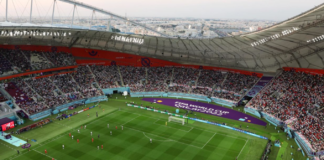 The Khalifa International Stadium in Doha is seen during the World Cup group stage match between Iran and England. Catherine Ivill/Getty Images Europe/Getty Images