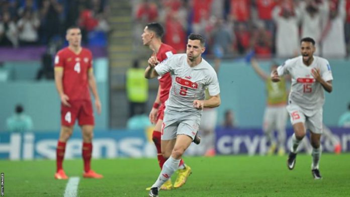 Switzerland had three different goalscorers in a World Cup game for the first time since 1994 Switzerland had three different goalscorers in a World Cup game for the first time since 1994