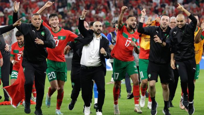 Walid Regragui leads the celebrations after Morocco became the first African team to reach a World Cup semi-final Walid Regragui leads the celebrations after Morocco became the first African team to reach a World Cup semi-final
