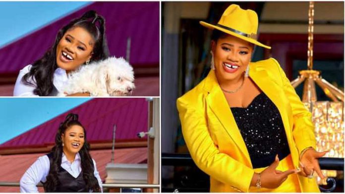 Obaapa Christy looks stunning in a black and white prom dress and a yellow tailored suit. Obaapa Christy looks stunning in a black and white prom dress and a yellow tailored suit.