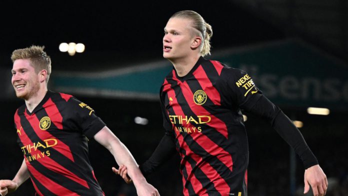 Erling Haaland celebrates scoring for Manchester City Image credit: Getty Images Erling Haaland celebrates scoring for Manchester City Image credit: Getty Images