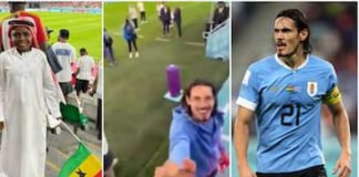 Yaw Dabo meets Man. Utd. Edinson Cavani for the first time. Photo Source: @samuel_dabo @ghana_fa_official