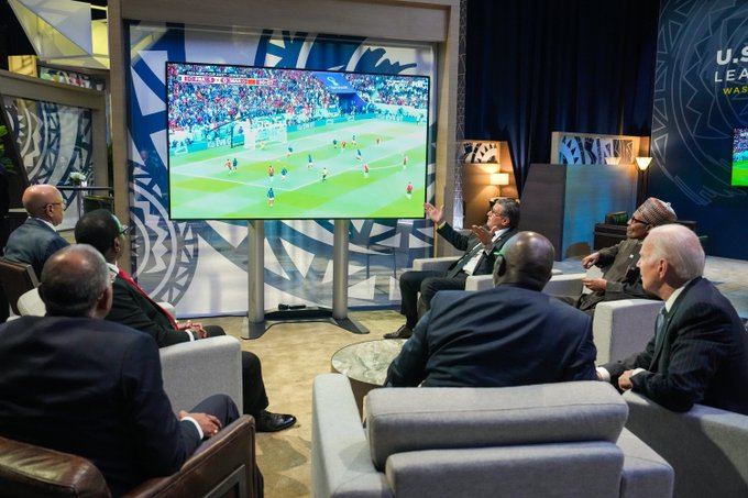Joe Biden, Buhari, Morocco PM and other African leaders watch match in one hall
