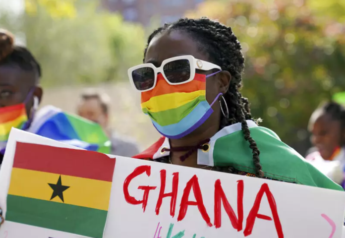Wilhemina Nyarko attends a rally against a controversial bill being proposed in Ghana's parliament that would make identifying as LGBTQIA or an ally a criminal offense punisha - Copyright © africanews Emily Leshner/Copyright 2021 The Associated Press Wilhemina Nyarko attends a rally against a controversial bill being proposed in Ghana's parliament that would make identifying as LGBTQIA or an ally a criminal offense punisha - Copyright © africanews Emily Leshner/Copyright 2021 The Associated Press