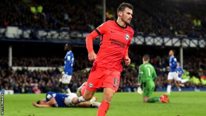 Pascal Gross capitalised on a woeful error by Idrissa Gueye for Brighton's fourth at Goodison Park Pascal Gross capitalised on a woeful error by Idrissa Gueye for Brighton's fourth at Goodison Park