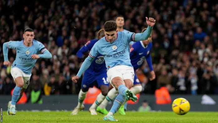 Julian Alvarez's penalty was his first goal since scoring twice in Argentina's 3-0 World Cup quarter-final win over Croatia on 13 December Julian Alvarez's penalty was his first goal since scoring twice in Argentina's 3-0 World Cup quarter-final win over Croatia on 13 December