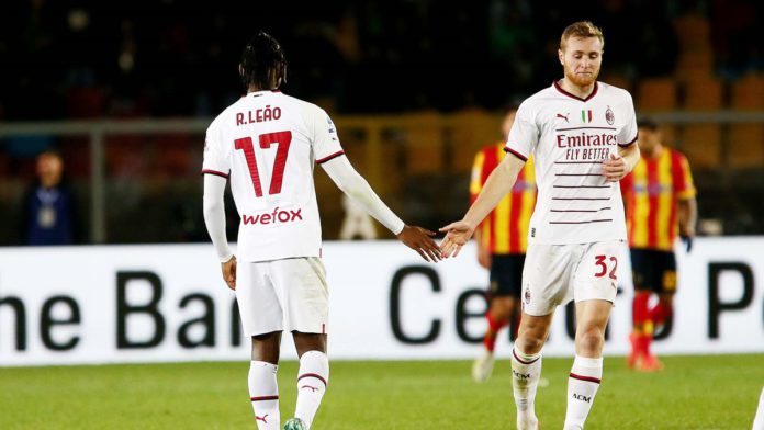Rafael Leão of AC Milan reacts after scoring a goal during the Serie A match between US Lecce and AC MIlan at Stadio Via del Mare on January 14, 2023 in Lecce, Italy. (Photo by Donato Fasano/Getty Images) Image credit: Getty Images Rafael Leão of AC Milan reacts after scoring a goal during the Serie A match between US Lecce and AC MIlan at Stadio Via del Mare on January 14, 2023 in Lecce, Italy. (Photo by Donato Fasano/Getty Images) Image credit: Getty Images