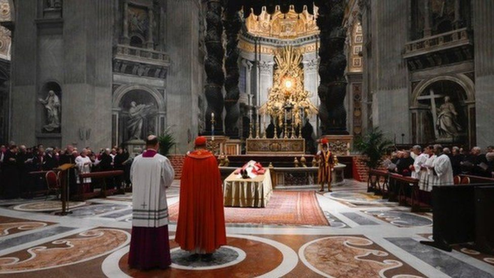 Pope Benedict XVI laid in state at the Vatican