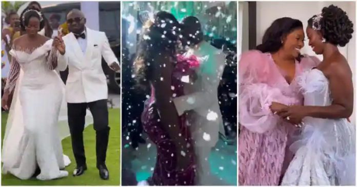 Hawa Koomson's daughter and husband show off their dance moves at their wedding reception. Photo credit: live_weddings_with_kwaku. Hawa Koomson's daughter and husband show off their dance moves at their wedding reception. Photo credit: live_weddings_with_kwaku.