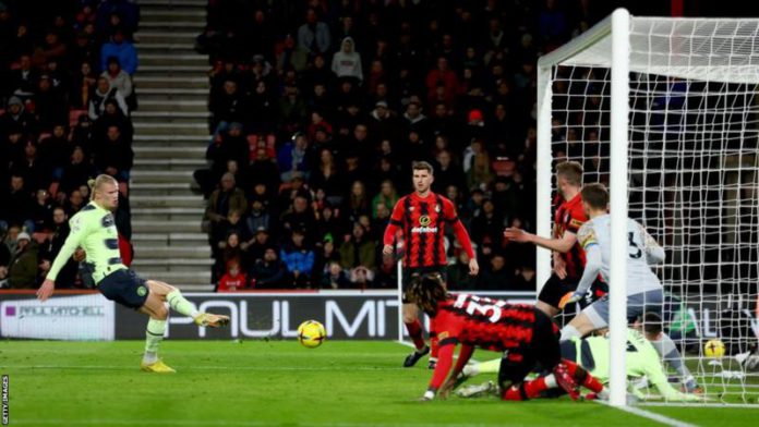 Erling Haaland scored his 27th Premier League goal, more than any other Manchester City player in a single season, to pass Sergio Aguero's tally of 26 from 2014-15 Erling Haaland scored his 27th Premier League goal, more than any other Manchester City player in a single season, to pass Sergio Aguero's tally of 26 from 2014-15