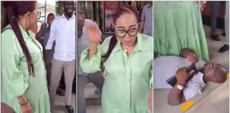 Man Lies On The Floor After Seeing Lordina Mahama Photo Source: One Stop Blog Africa