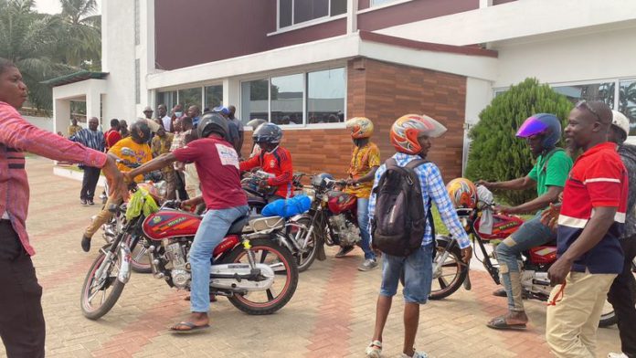okada riders storm mahaam's office okada riders storm mahaam's office