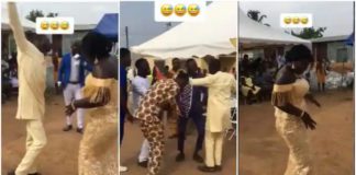 Ghanaian groom dance aggressively at wedding Photo credit@obaapa7323/TikTok