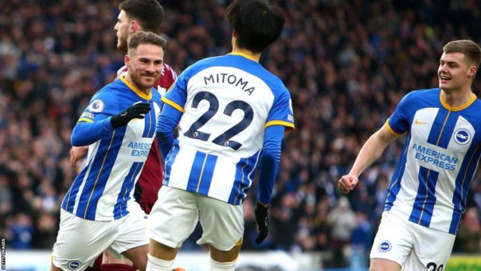 Alexis Mac Allister scored his first Premier League goal since winning the World Cup with Argentina to put Brighton in front Alexis Mac Allister scored his first Premier League goal since winning the World Cup with Argentina to put Brighton in front