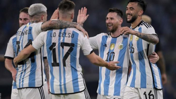 Seven-time Ballon d'Or winner Lionel Messi scored his first goal for Argentina in a 3-2 defeat to Croatia in March 2006 Seven-time Ballon d'Or winner Lionel Messi scored his first goal for Argentina in a 3-2 defeat to Croatia in March 2006