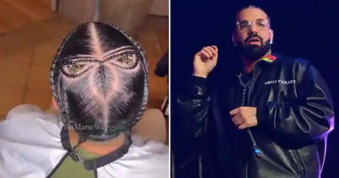 Drake's owl hairstyle has gone viral on Twitter, and netizens are not digging it. Image: @DailyLoud/Twitter and Prince Williams/Getty Images Drake's owl hairstyle has gone viral on Twitter, and netizens are not digging it. Image: @DailyLoud/Twitter and Prince Williams/Getty Images