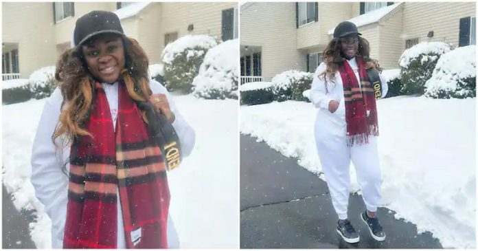 Tracey Boakye flaunts Fendi bag, a casual outfit while in the snow. Photo Source: @tracey_boakye Tracey Boakye flaunts Fendi bag, a casual outfit while in the snow. Photo Source: @tracey_boakye
